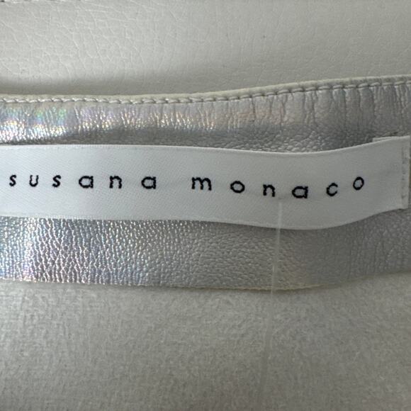 Susana Monaco Faux Leather Tube Top Iridescent Gray Size M NWT - Picture 7 of 8